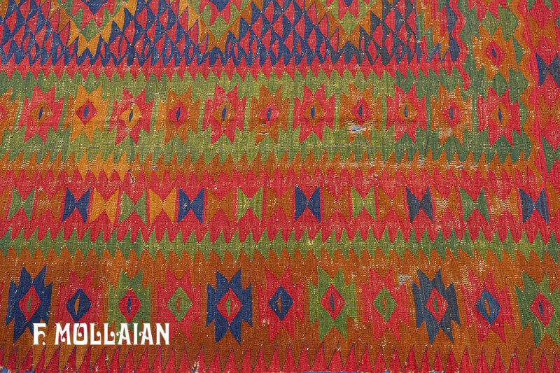 Kilim Antico Turco Sarkoy Di Lana Con Disegno Geometrico e Colori Saturi n°:40206582